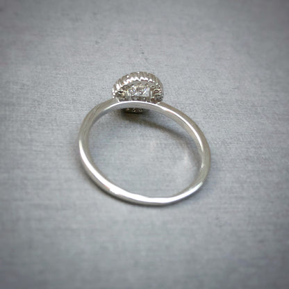 Classic Halo Round Cut Ring in Whitegold Tone