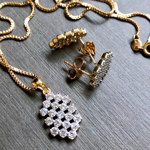 Honeycomb Necklace & Earrings Set