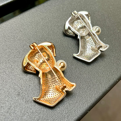 Dog Brooch with Faux Pearl Accent