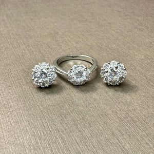 A Cluster of Sparkle Ring and Earring Set