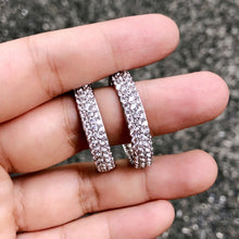 Load image into Gallery viewer, Full Pavé Chunky Hoop Earrings in Whitegold Tone
