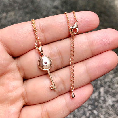 Mother of Pearl Key Necklace in Gold Tone