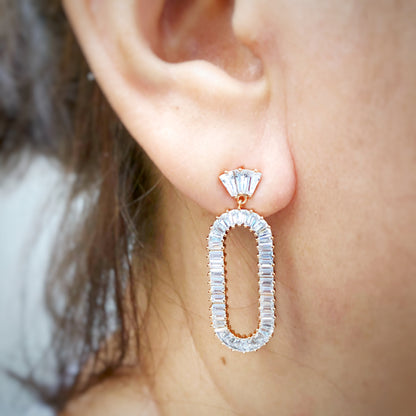 Oval Track Drop Earrings