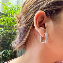 Load image into Gallery viewer, Fully Studded Chunky Square Hoop Earrings
