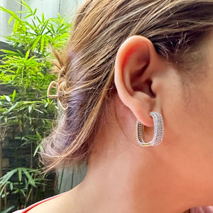 Fully Studded Chunky Square Hoop Earrings