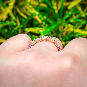 Oval Stone Eternity Ring in Gold Tone