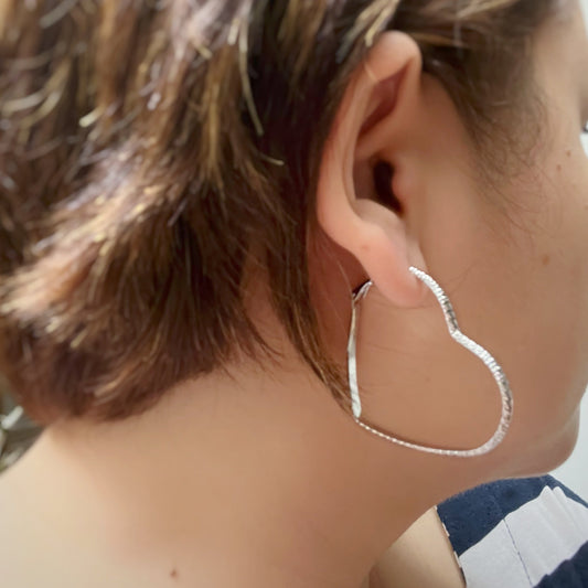 Love Hoop Earrings in Whitegold Tone