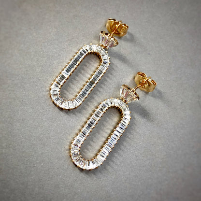 Oval Track Drop Earrings