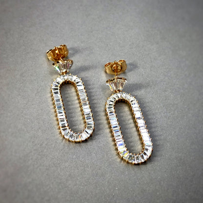 Oval Track Drop Earrings
