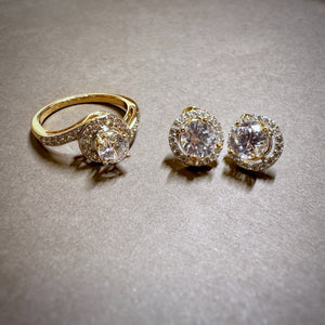 Tiffany Style Ring & Earrings Set