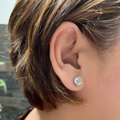 Classic Round Cut Brilliant Zirconia Stud Earrings