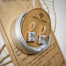 Load image into Gallery viewer, Princess Cut Drop Earrings in Two-Tone

