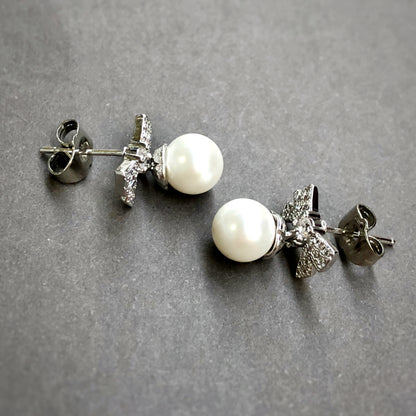 Ribbons & Pearls Drop Earrings