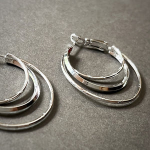 Triple Ring Hoops in Whitegold Tone
