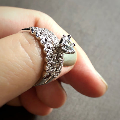 Braided Sparkle CZ Ring Set in White Gold Finish