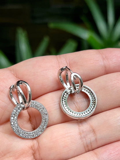 Eternity Dangling Earrings in Whitegold Tone