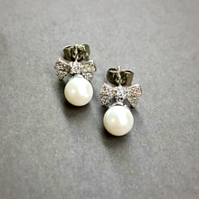 Load image into Gallery viewer, Ribbons &amp; Pearls Drop Earrings
