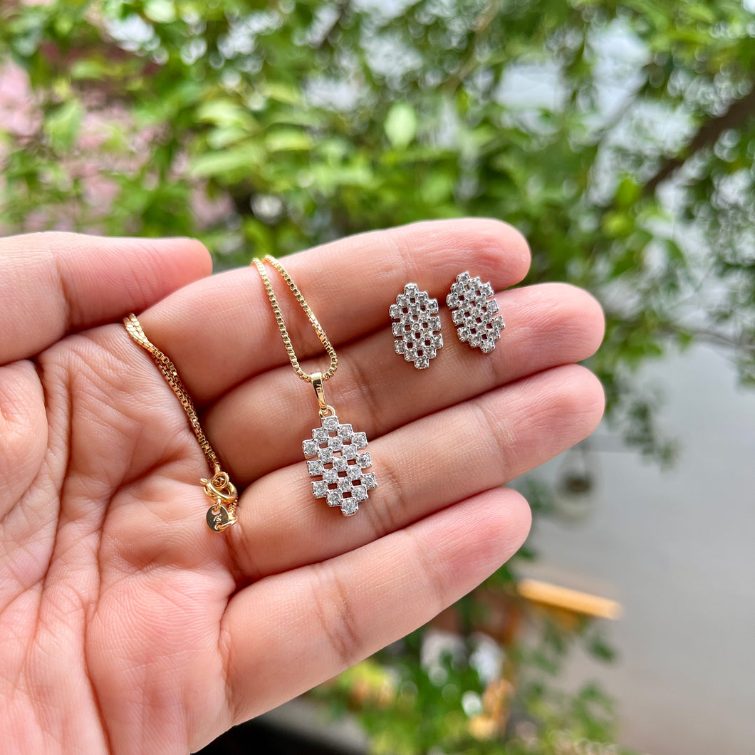 Honeycomb Necklace & Earrings Set