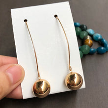 Load image into Gallery viewer, Solid Sphere Cat Ear Needle Drop Earrings in Gold Tone

